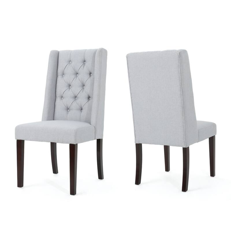 Wingback Upholstered Dining Chairs Set of 2, Fabric Side Dining Room Chairs with Tufted Button, Home Kitchen Wood Chairs