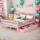 preview thumbnail 11 of 20, Full Size Wood Platform Bed with Guardrails,2 Storage Drawers Pink