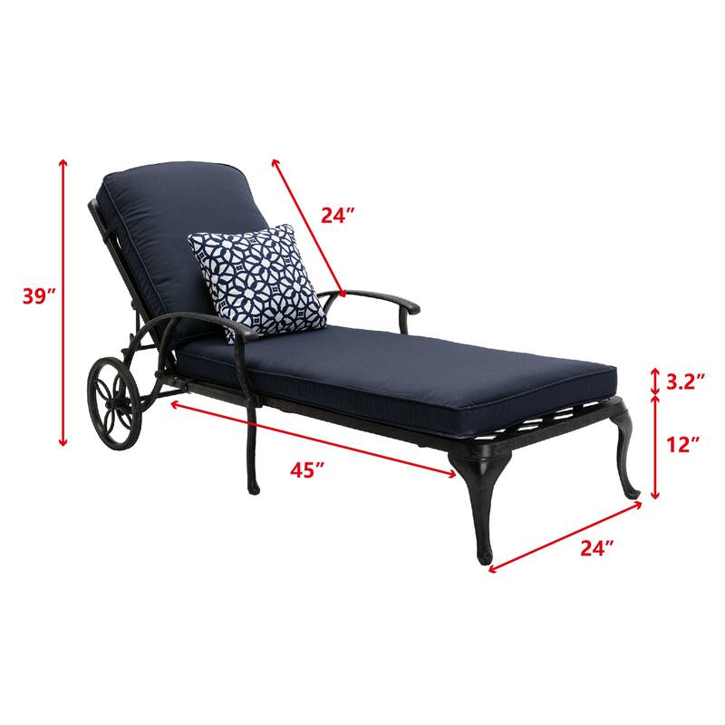 Aluminum Reclining Outdoor Chaise Lounge