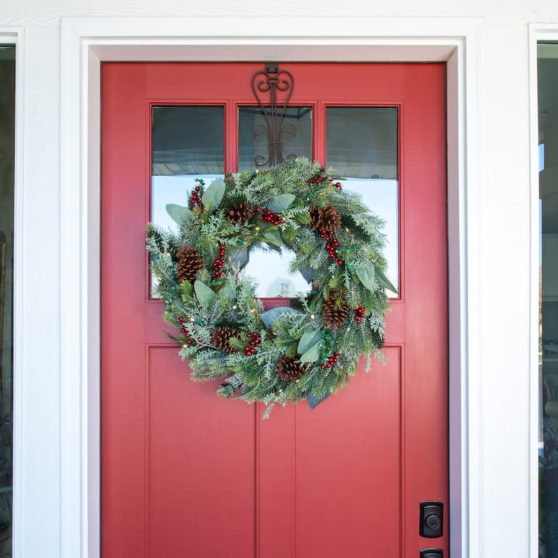 30 in. Lighted Christmas Wreath - Winter Frost - Green