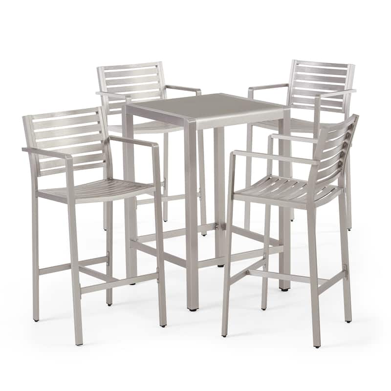 Cape Coral Outdoor 5-piece Aluminum Square Bar Set by Christopher Knight Home