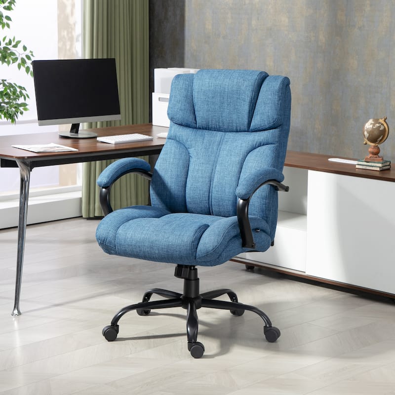 Vinsetto 500lbs Big and Tall Office Chair with Wide Seat, Executive Computer Chair with Adjustable Height - Blue