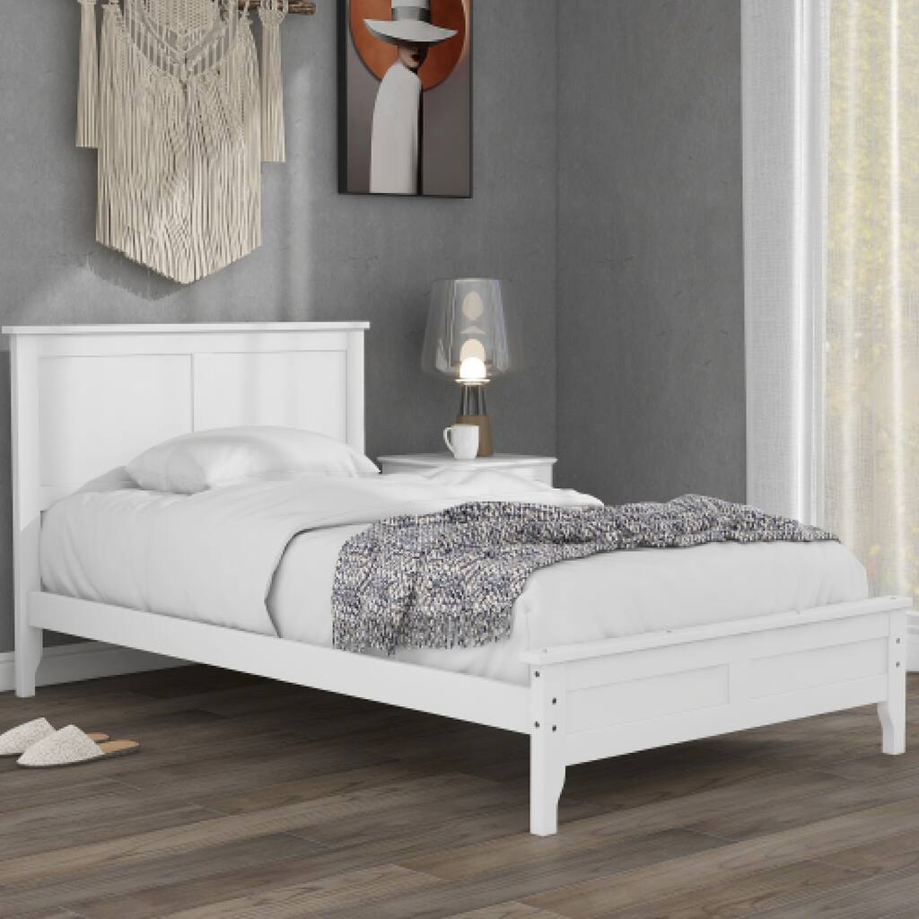 William Modern White Solid Wood Twin Platform Bed
