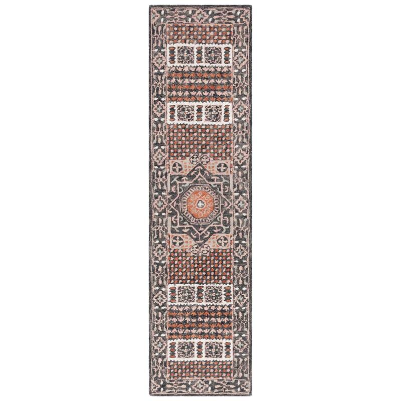 SAFAVIEH Handmade Aspen Adelphine Boho Wool Rug - 2'3" x 9' Runner - Black/Rust