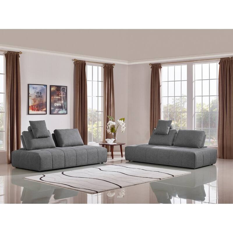 Divani Casa Edgar Modern Grey Fabric Modular Sectional Sofa