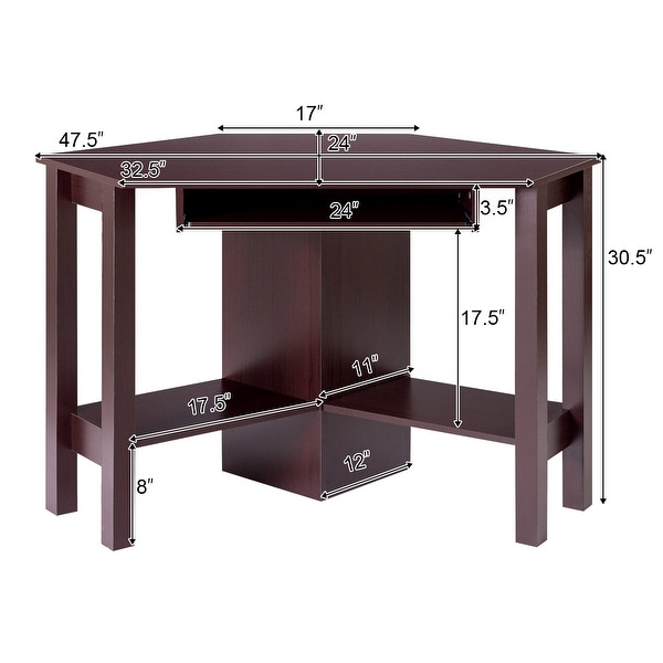 Wooden Corner Computer Desk with Drawer Office Study Table