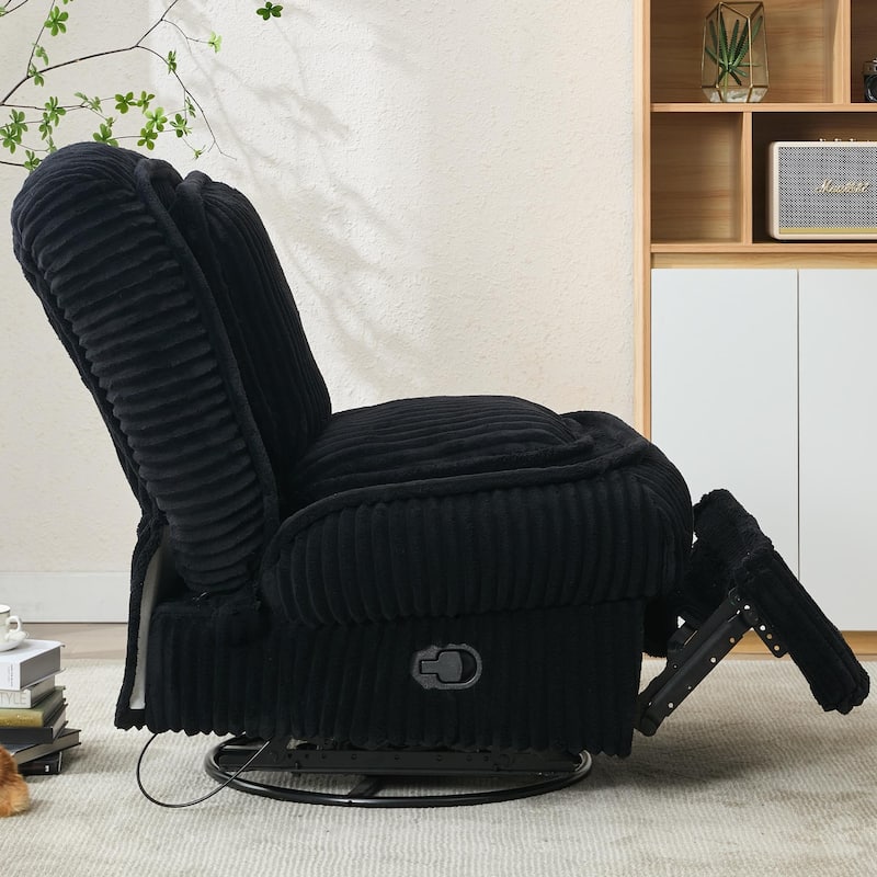 Corduroy Glider Rocking Chair with Wood Frame