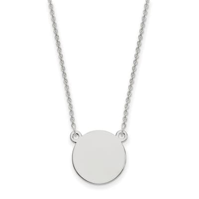 Curata 14k Yellow Gold .018 Gauge 15mm Circle Engravable Disc Necklace, 18"