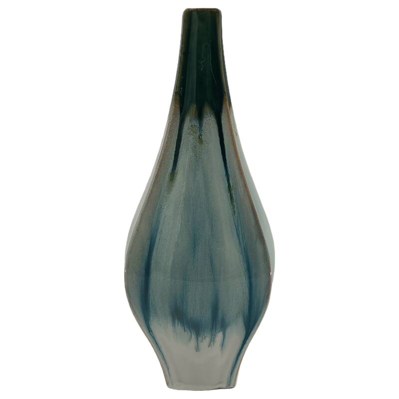 Stoneware Ceramic Decorative Vase with Ocean-Inspired Glaze Finish