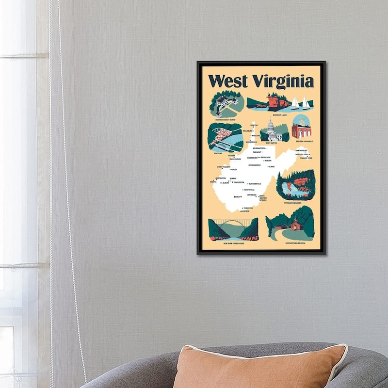 iCanvas "West Virginia" by Vestiges Framed
