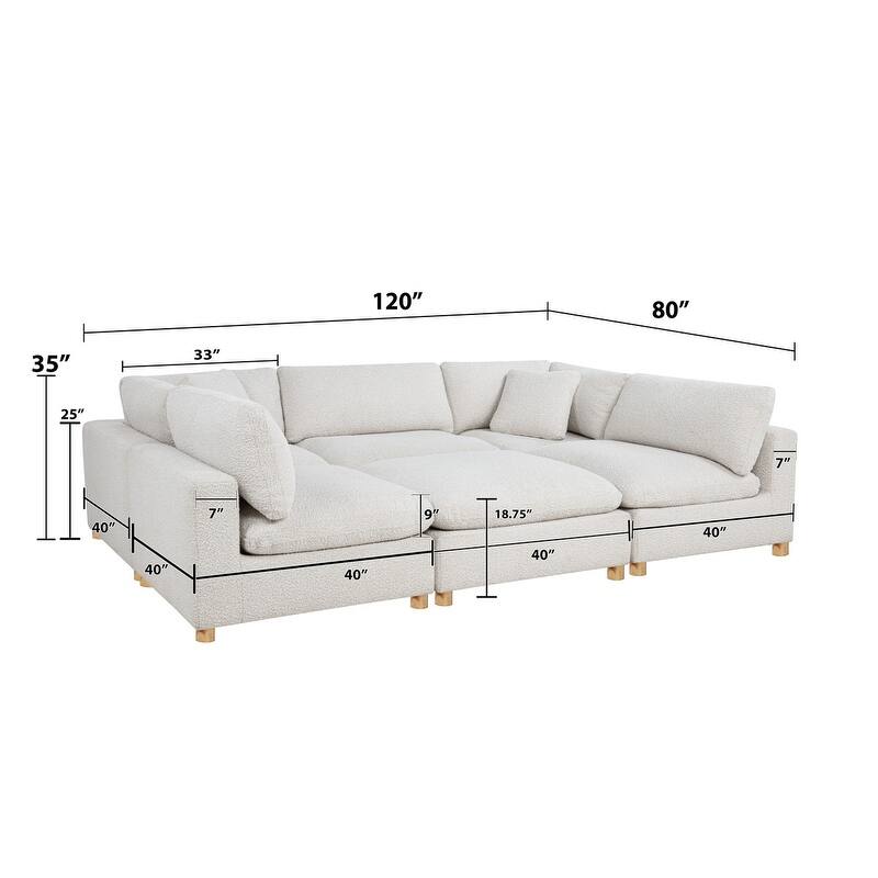 Best Quality Furniture 4-Piece Sectional Boucle Fabric