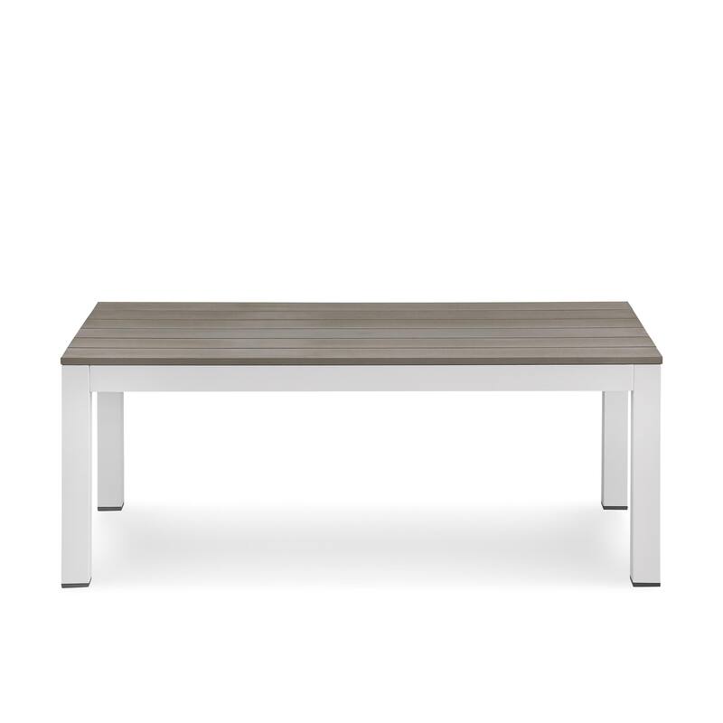 Vermont 4-Piece Aluminum Conversation Set with Slatted Faux Wood Top
