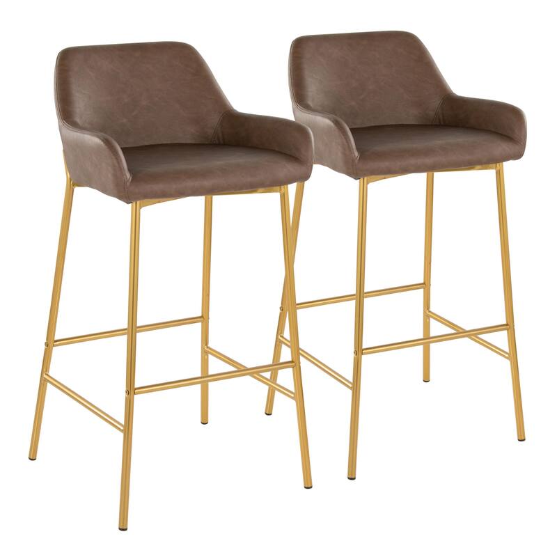Silver Orchid Galotti Gold Fixed-Height Upholstered Bar Stool - Set of 2