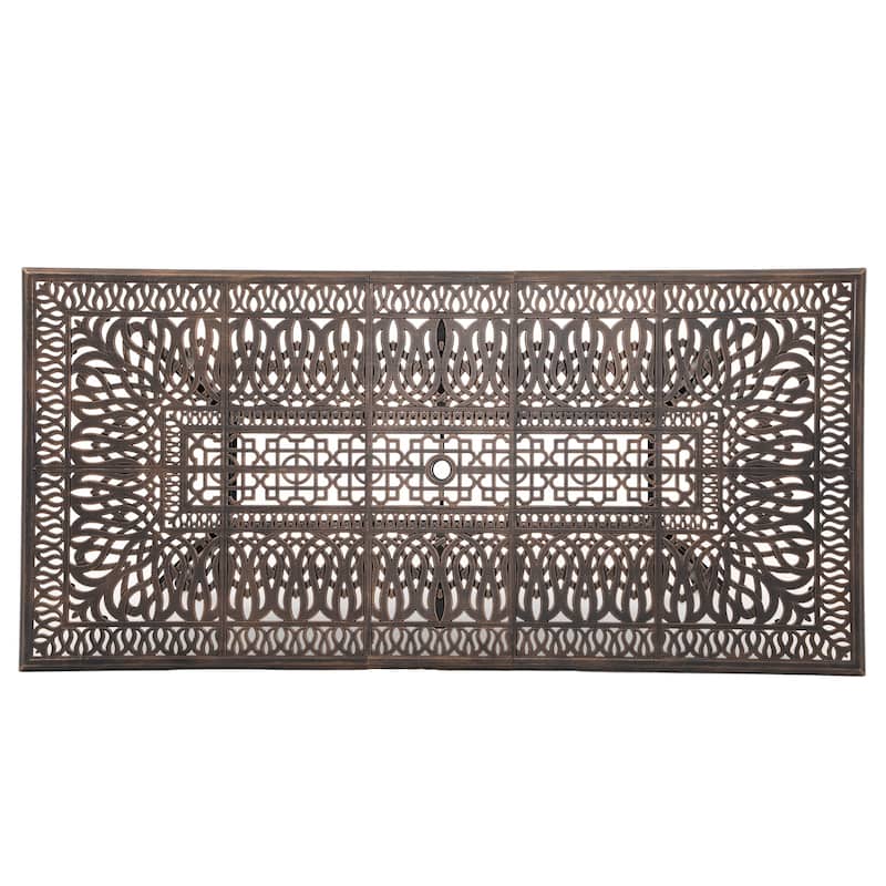 Aluminum 9-Piece Outdoor Rectangular Dining Set with Cushions & Umbrella hole