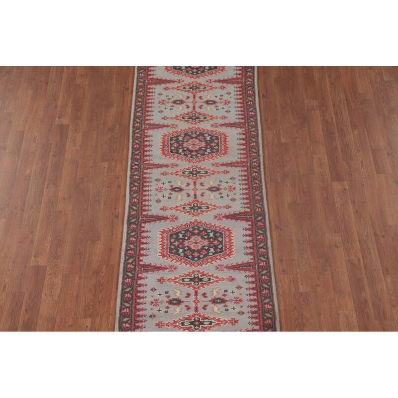 Kazak Oriental Runner Rug Handmade Geometric Wool Carpet - 2'7"x 9'11"