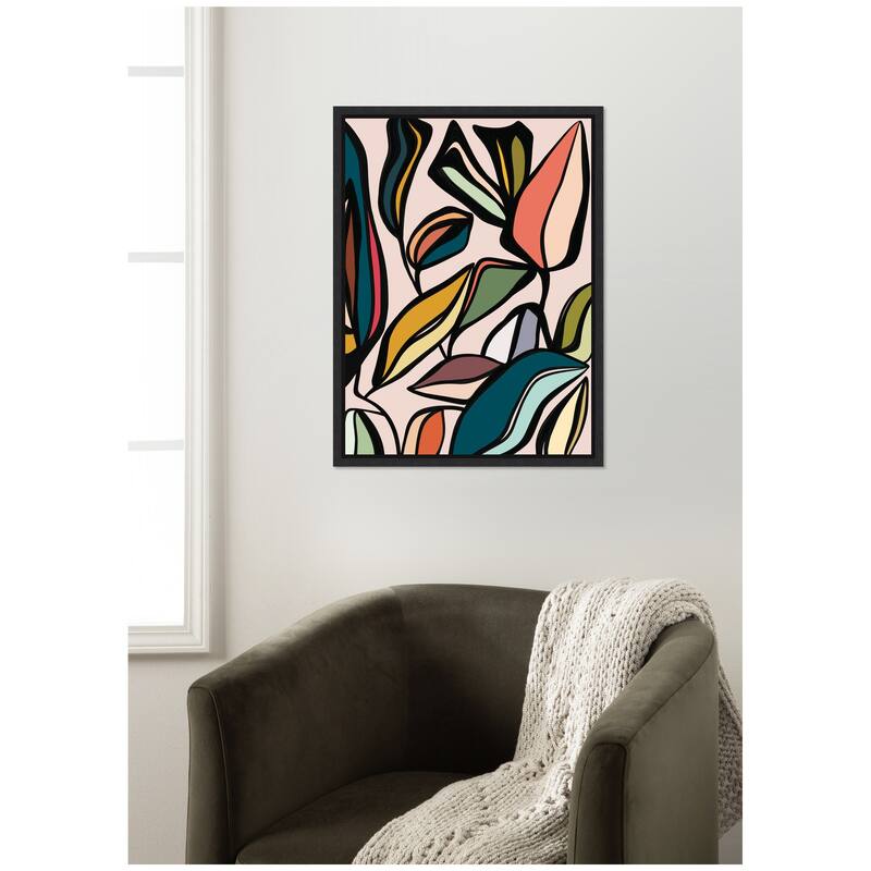 Kate and Laurel Fanciful Ficus Expansion by Alicia Bock Framed Canvas Wall Art Print