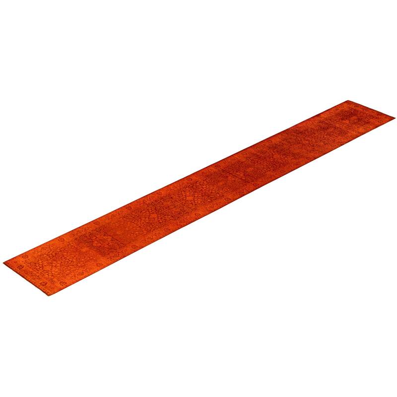Overdyed One-of-a-Kind Hand-Knotted Area Rug - Orange - 2' 5" x 17' 10"