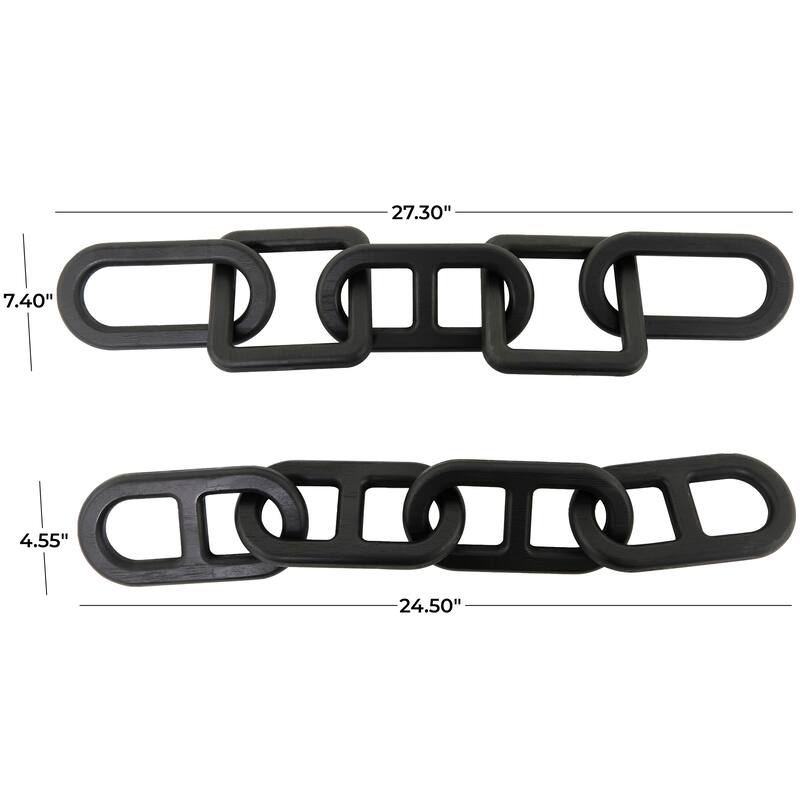 CosmoLiving by Cosmopolitan Geometric Wood Chain Sculpture (Set of 2, Set of 3) - Black, White, Brown