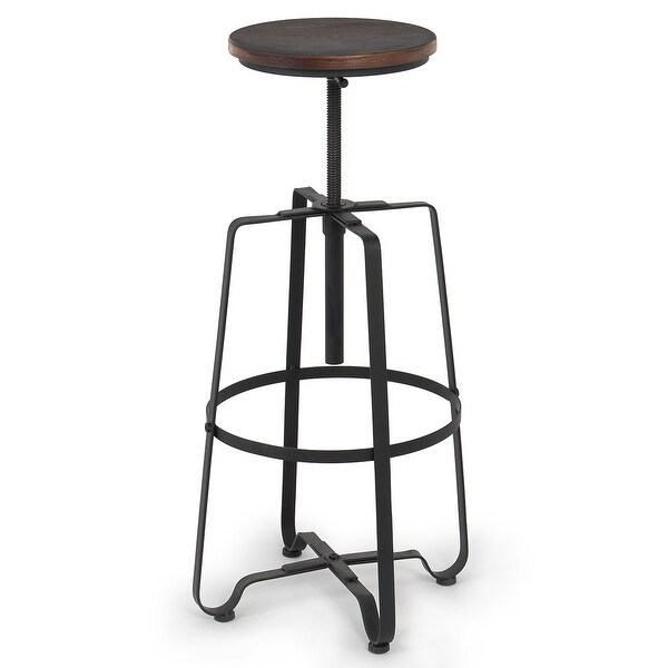 Shop Belleze Vintage Rustic Bar Stool Adjustable Seat ...
