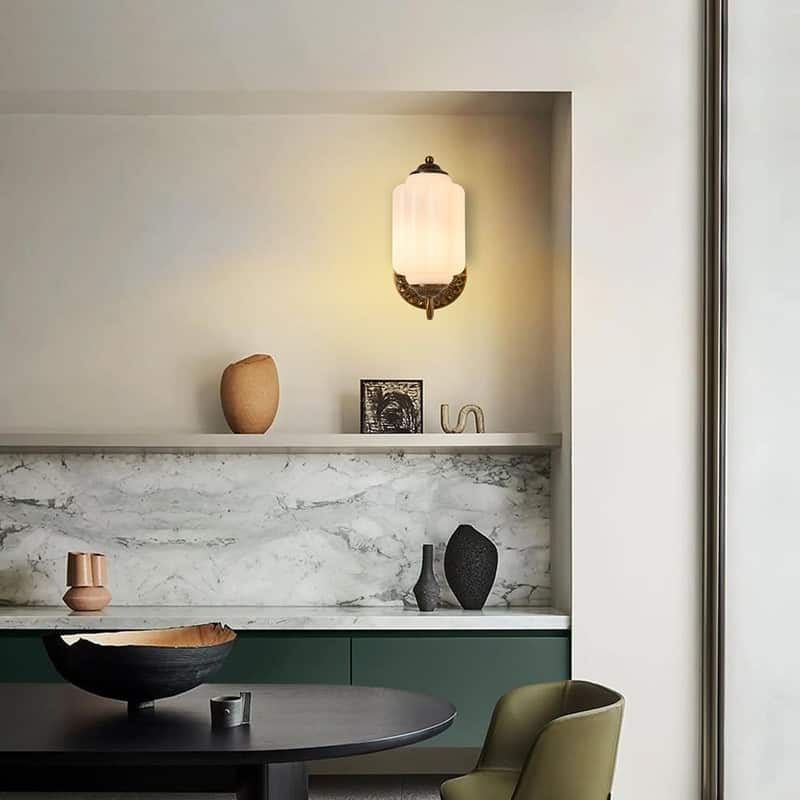 E12 Bulb light white bedroom light fixtures glass, metal wall light