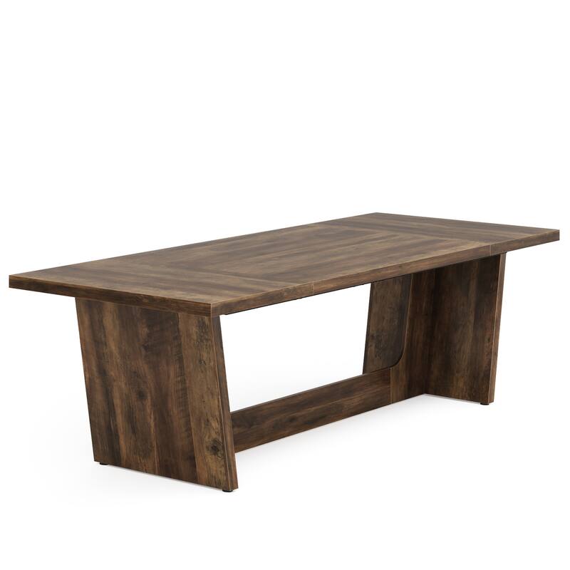 71" Executive Desk for Home Office -Wood Computer Table with Solid Wooden Pedestal, Large Writing Workstation