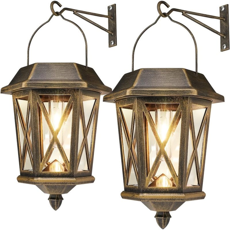 Solar Lanterns Outdoor Waterproof, Hanging Solar Lights - Bronze