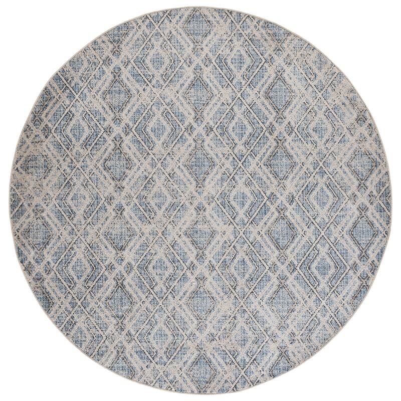 SAFAVIEH Grove Germa Boho Rug - 6'7" Round - Blue/Ivory