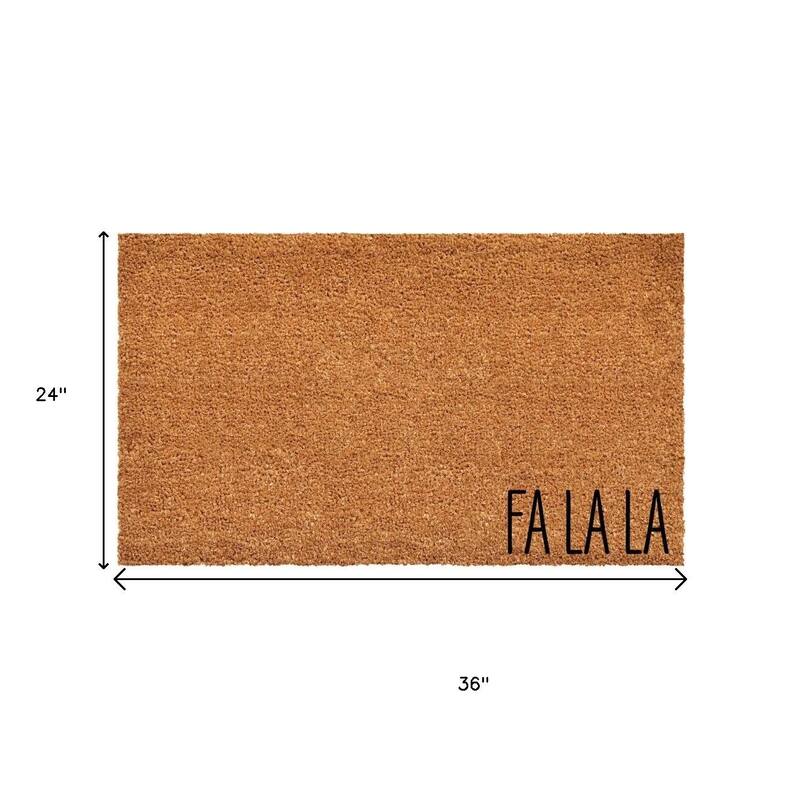 HomeRoots 24" X 36" Brown Christmas Fa La La Outdoor Coir Door Mat - 24.00' X '36.00