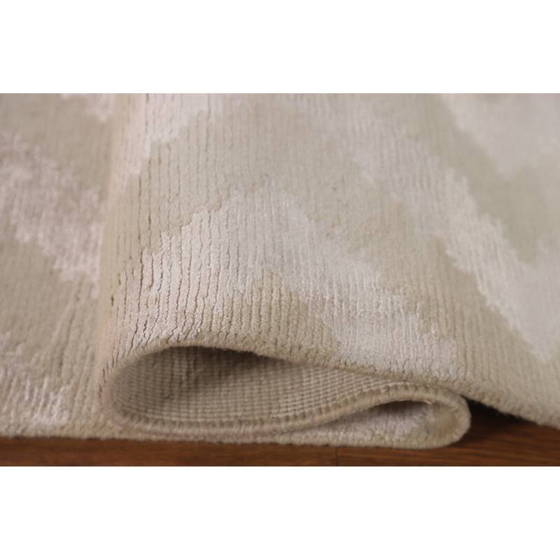 Chevron Style Modern Area Rug Handmade Wool Carpet - 6'1"x 8'10"