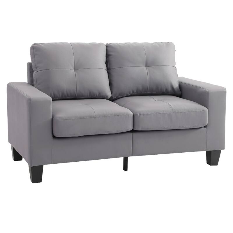 Flared Arm Faux Leather Tufted Straight Sofa - 58" - Gray