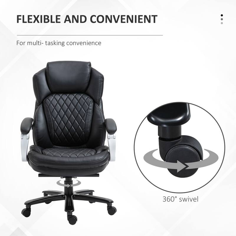 Black Adjustable Height Leather Upholstered Office Desk Chair Gaming Chair, Swivel Chair Computer Task Chair with Wheels