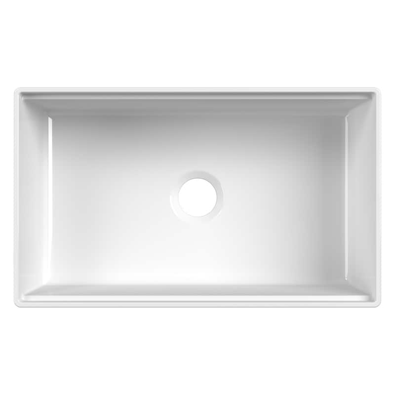 Ruvati 30 inch Fireclay Workstation White Farmhouse Kitchen Sink Apron Front Single Bowl - RVL2182WH - 30 x 18