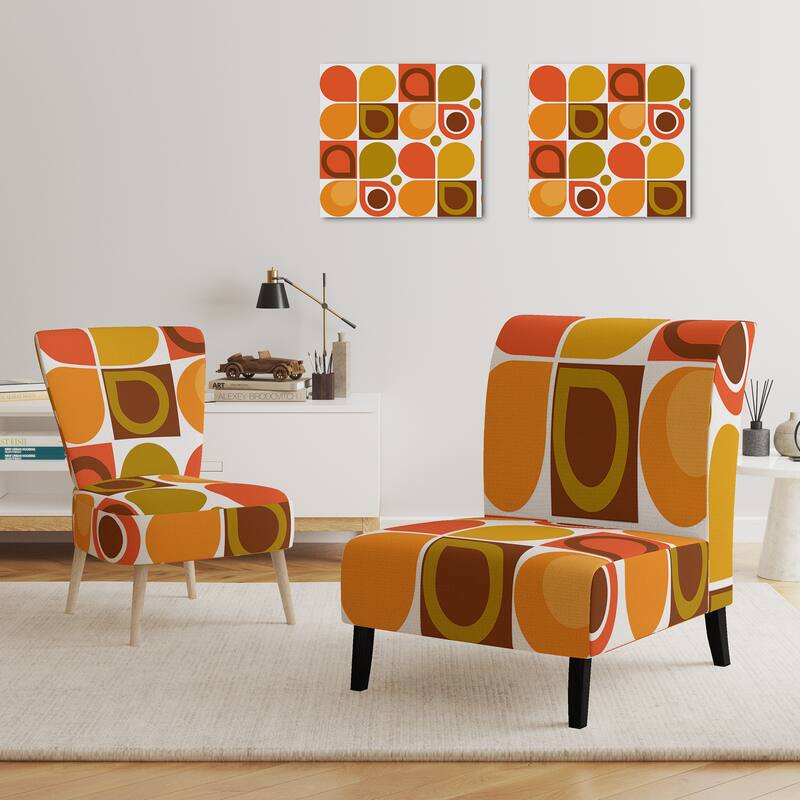 Designart "Abstract Retro Geometric Pattern VI" Upholstered Mid-Century Accent Chair - Arm Chair