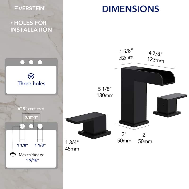 Widespread Bathroom Faucet Hot/Cold Water Deck Mounted Roman Tub