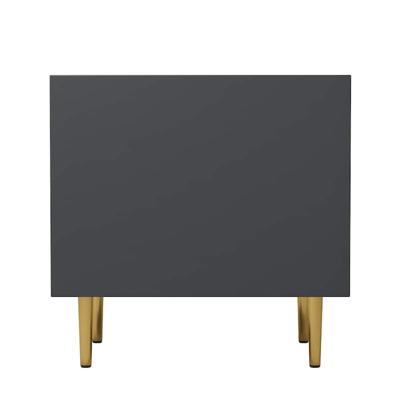 Modern Luxury 2-drawer Faux Leather Bedroom Nightstand