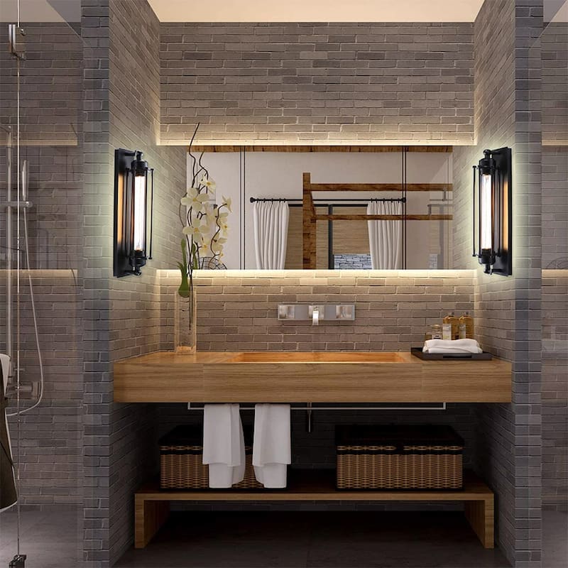 YANSUN 1-Light Metal Cage Wall Sconces Modern Wrought Iron Wall Lamp for Bedside Bar Restaurant - 3.94in.