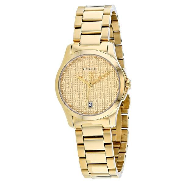 Shop Gucci Women S G Timeless Gold Dial Watch Ya126553 Overstock 28273336