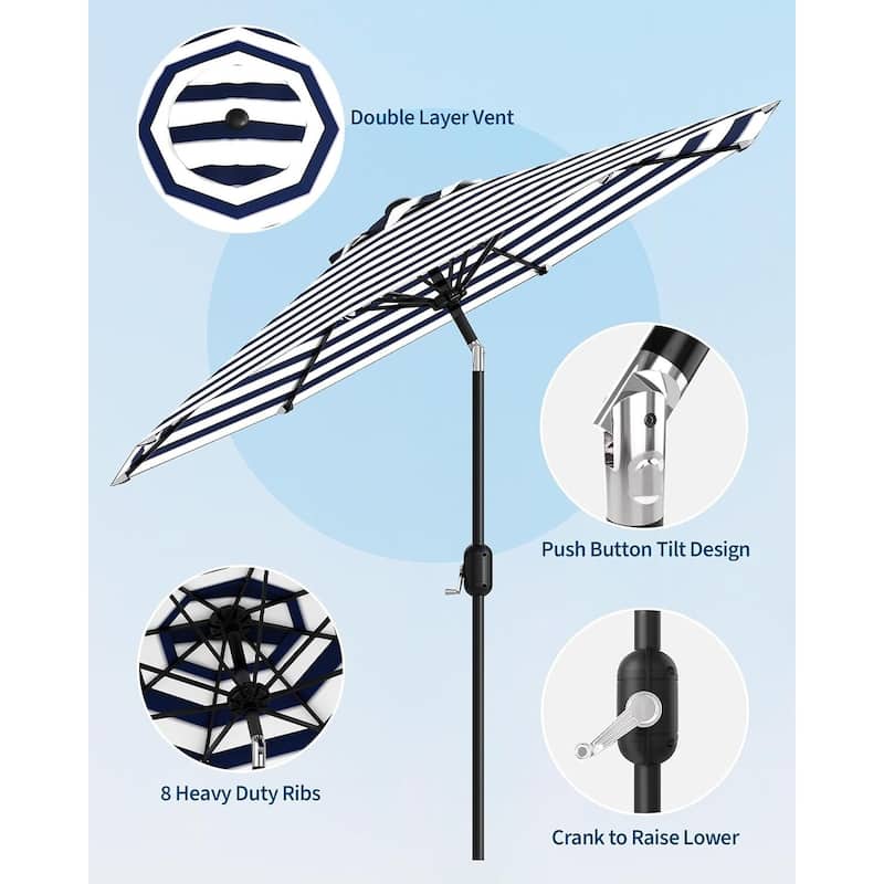 Coromose 9FT Outdoor Patio Umbrella, 8 Sturdy Ribs, for Garden, Poolside, Deck