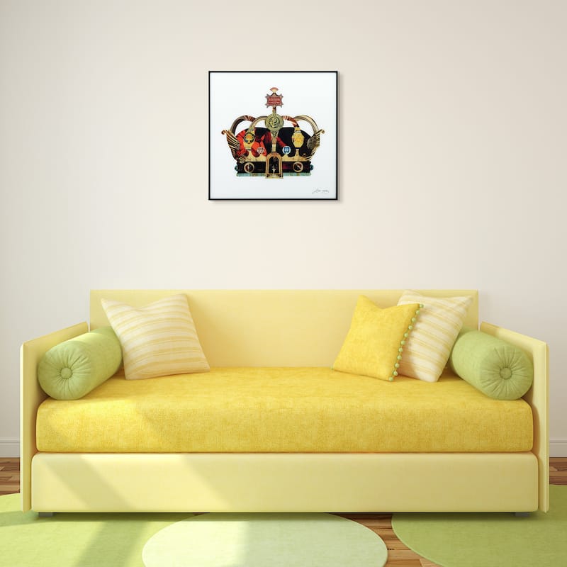 "Crown" Printed Glass Wall Art with Black Anodized Aluminum Frame