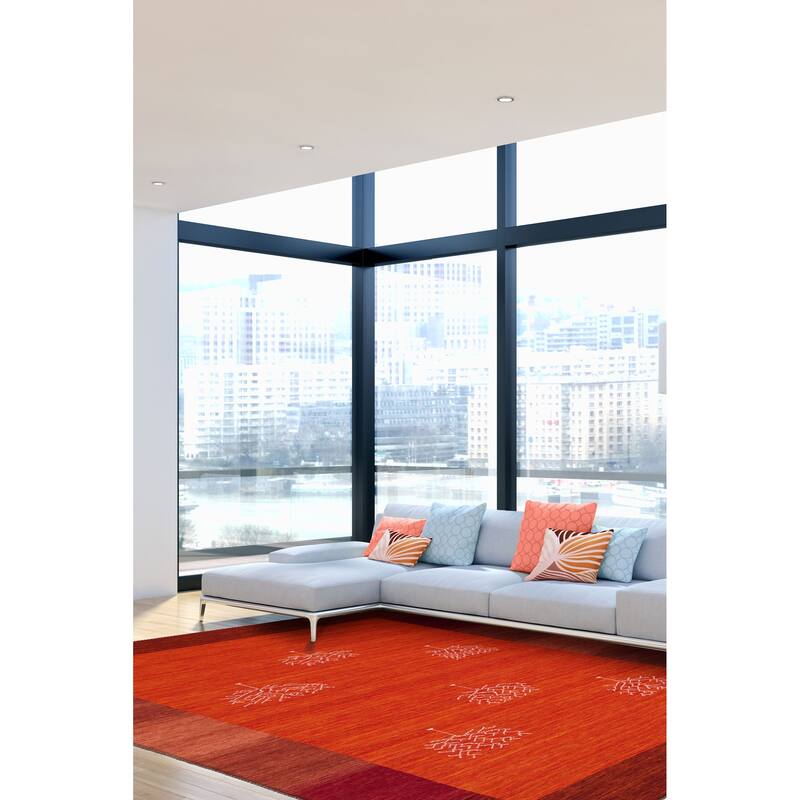 ECARPETGALLERY Hand Loomed Kashkuli Gabbeh Light Red Wool Rug - 5'7 x 8'0