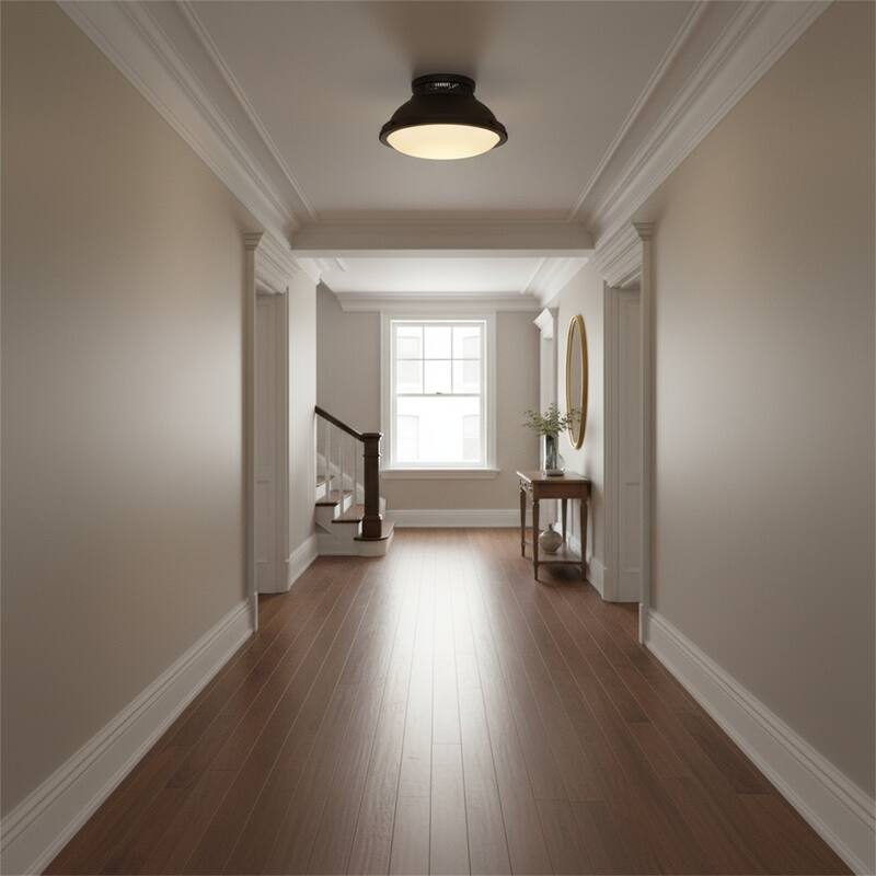 2-Light 14-in Polished Brass Flush Mount