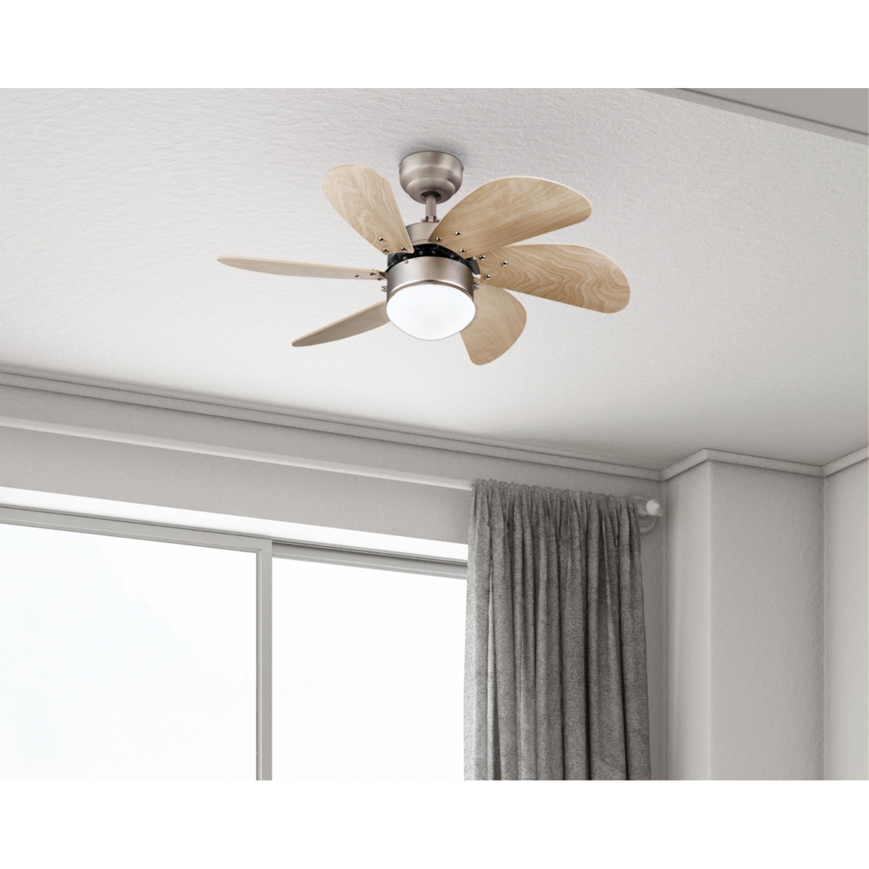 Westinghouse Lighting Turbo Swirl 30-Inch 6-Blade Indoor Ceiling Fan with Dimmable LED Light and Opal Frosted Glass