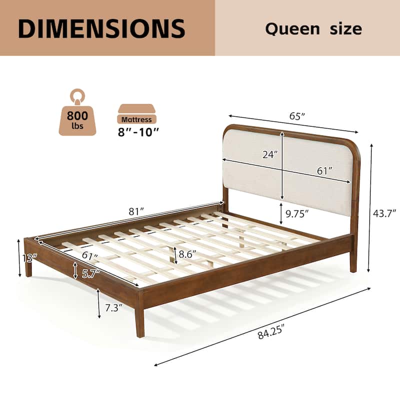 Christopher Knight Home - Oakmere Modern Solid Wood Platform Bed with Upholstered Headboard