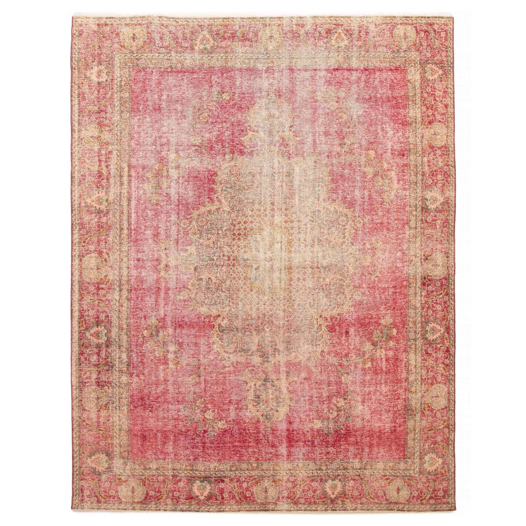 ECARPETGALLERY Hand-knotted Antalya Vintage Dark Pink Wool Rug - 9'0 x 11'6
