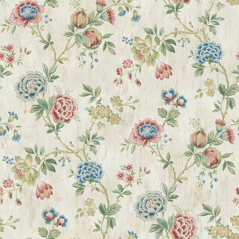 Chesapeake Chrysanthemum Ruby Jacobean Wallpaper - 20.5in x 396in x 0.025in