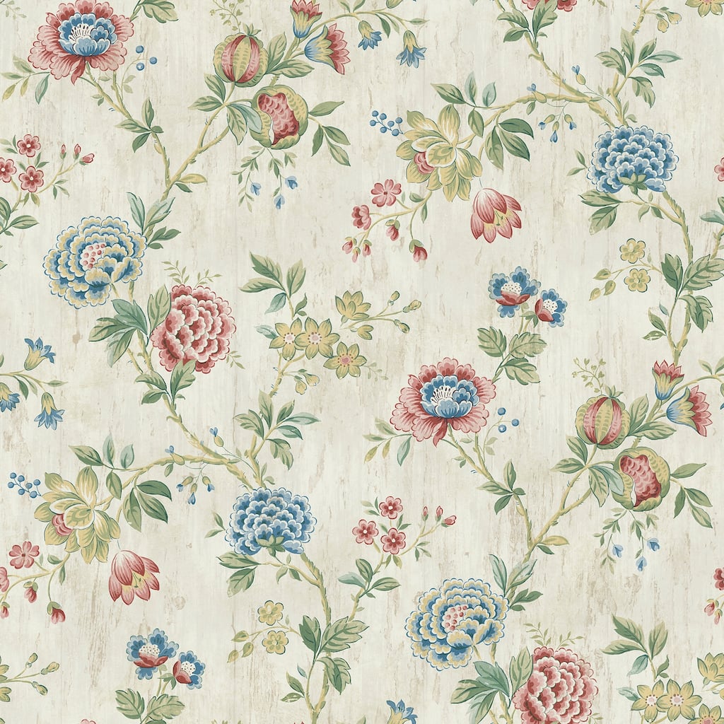 Chesapeake Chrysanthemum Ruby Jacobean Wallpaper - 20.5in x 396in x 0.025in
