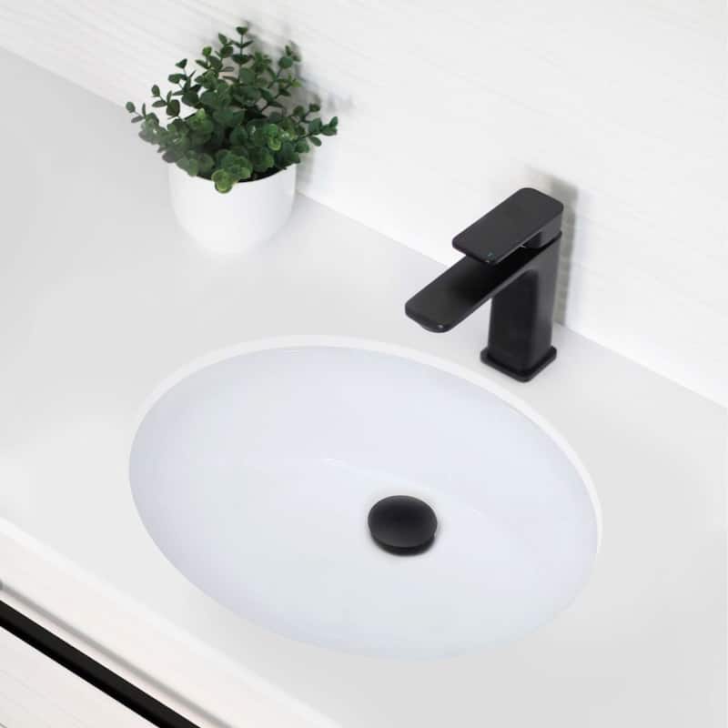 STYLISH 19.5 inch Oval Undermount Porcelain Bathroom Sink with 2 Overflow Finishes - White