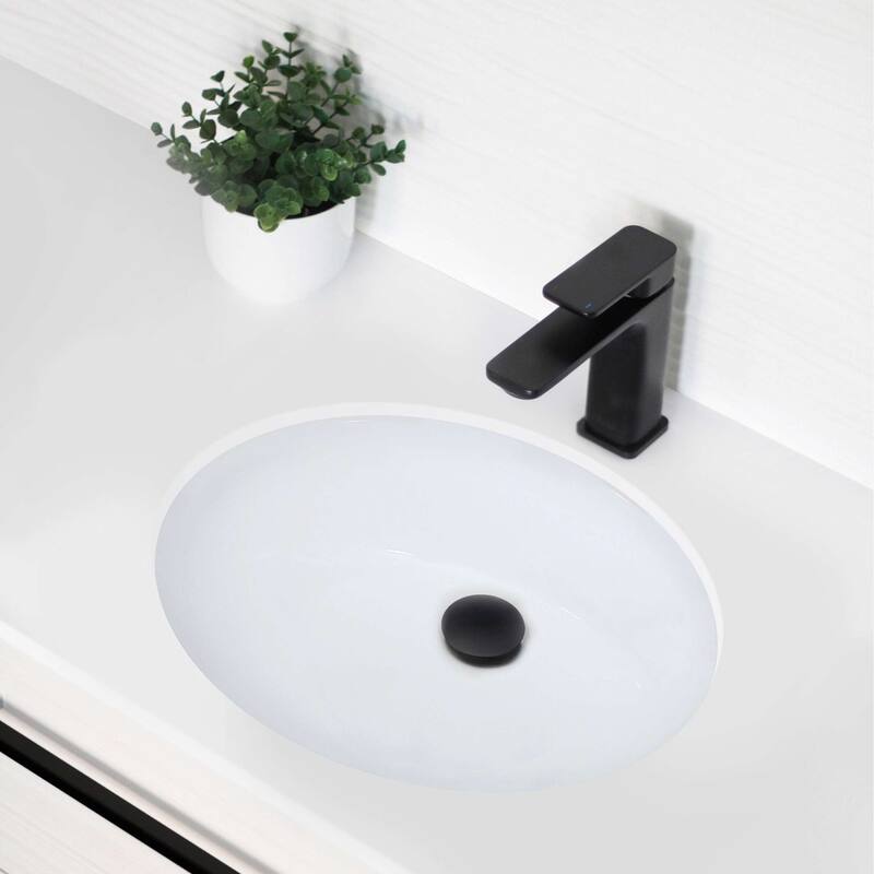 STYLISH Porcelain Oval 19.5 inches Undermount Ceramic Bathroom Sink with Overflow - White