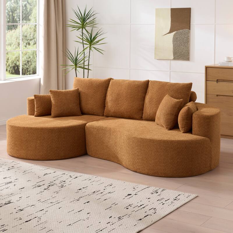 Christopher Knight Home - 106'' Cloud Curved Sectional Sofa with Right Chaise Lounge and Ultra-Soft Foam Comfort