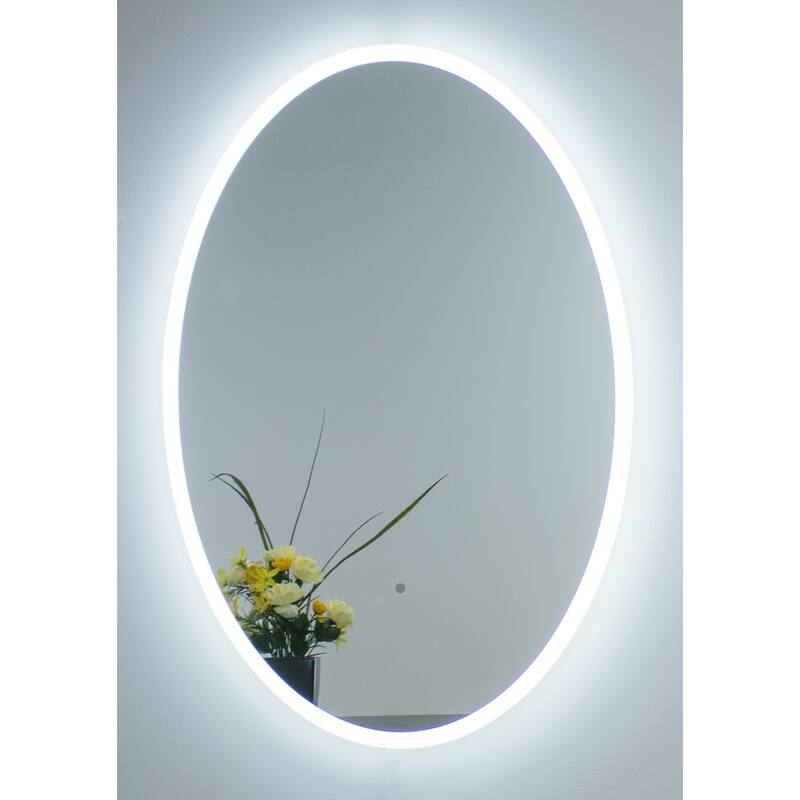 Miseno 24" W x 36" H Oval Frameless Wall Mounted Mirror with LED